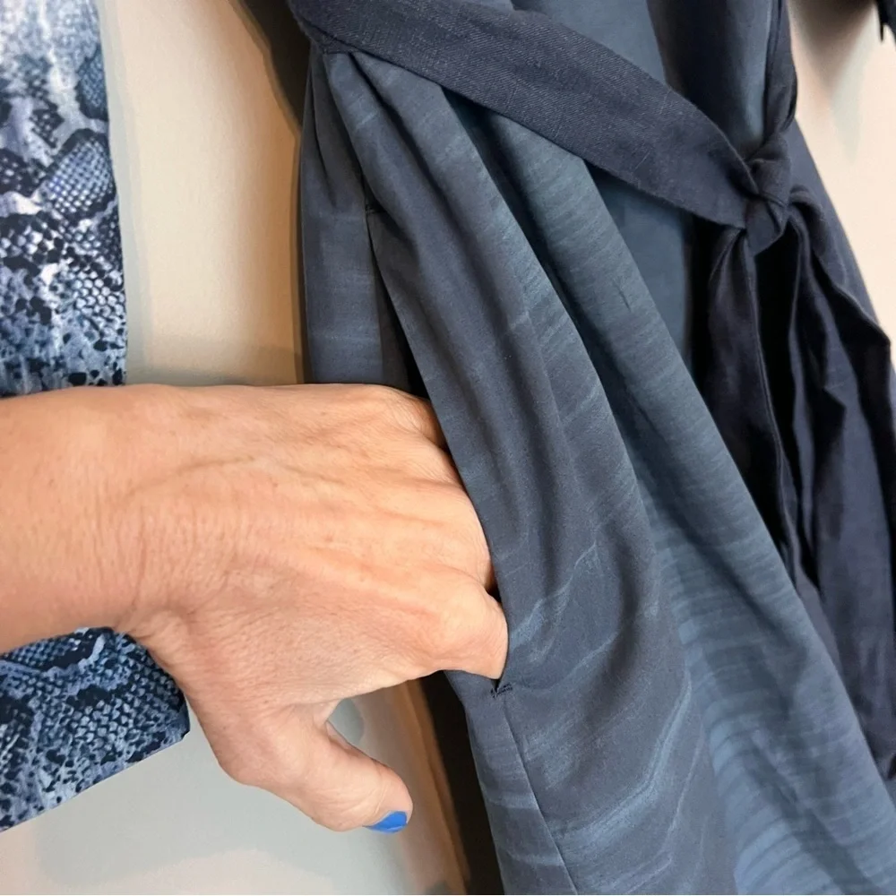 KOBI HALPERIN Sapir Tie Shirtdress Navy Size XL Shirt Dress - Picture 6 of 9